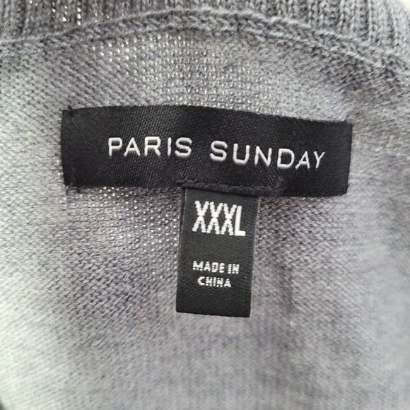 Paris Sunday Men's Heather Gray 100% Wool Crew Neck Pullover Sweater Size XXXL - Picture 7 of 10